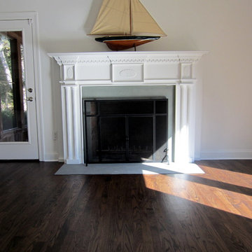 SAG HARBOR: RED OAK INSTALLED IN NEW EXTENSION/REFINISH ENTIRE HOME DARK WALNUT