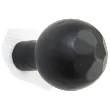 Rustic Hammered Wrought Iron Cabinet Knob 1 3/16 inch HK00, Black