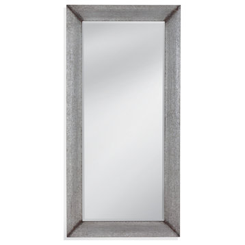 Silver Beveled Glass Floor Mirror Elegant Metal Frame