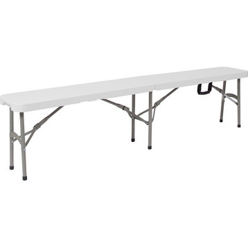 Flash Furniture 11" x 72" Folding Bench in Granite White