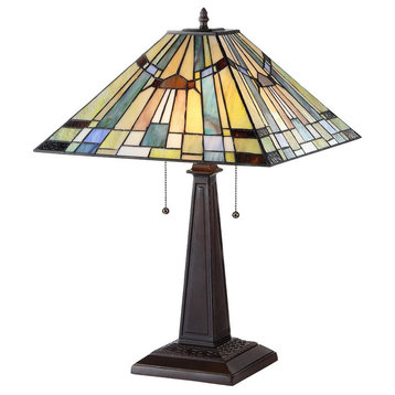 Tiffany-Style 2 Light Mission Table Lamp 16" Shade