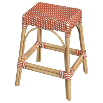 Butler Specialty Robias 24.5 Rattan Orange and White Counter Stool