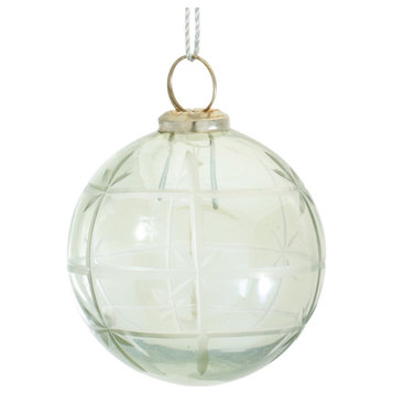 Etched Glass Ball Ornament, Set of 6
