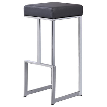 Jakob Backless 31" Bar Stool, Stainless Steel, Set of 2, Gray