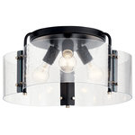 Kichler - Thoreau 4-Light 18" Ceiling Light in Black - This 4-light ceiling light from Kichler is a part of the Thoreau collection and comes in a black finish. It measures 18" wide x 9" high. Uses four standard bulbs up to 75W watts each. For indoor use.  This light requires 4 , 75W Watt Bulbs (Not Included) UL Certified.