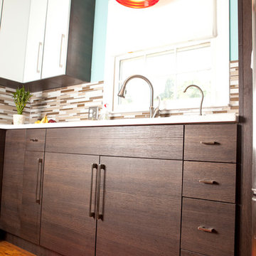 "Boca Textured" Wenge with Glass Backpainted White Glass Doors