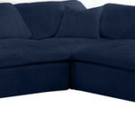 Meridian Furniture - Cozy Velvet Upholstered Comfort L-Shaped Modular Sectional, Navy, 5-Piece: 2 Armless Chair, 3 Corner Chair - Bring home this Cozy 5-piece sectional for a fresh new look. Embrace casual elegance with this Cozy velvet cloud-like comfort modular fiber-filled seating option. Handsome from all angles, this piece features soft navy velvet upholstery to make it an easy fit in any room. This modular piece can be combined with other items in the Cozy collection to create a seating group of your dreams. The cushions on this piece are exceptionally comfortableand filled with fiber for luxury that you deserve as you rest and relax.