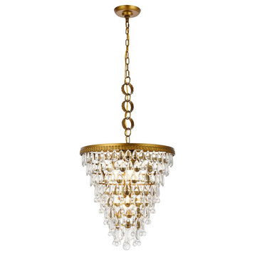 Nordic 5-Light Pendant in Brass & Clear