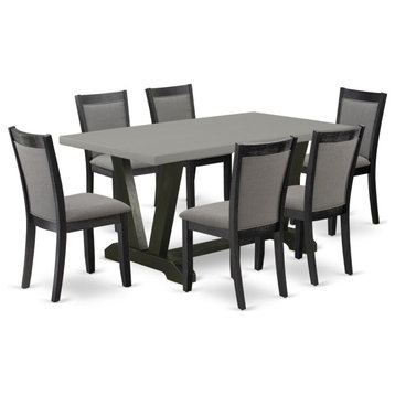 V696Mz650-7 7-Piece Dining Set, Rectangular Table and 6 Parson Chairs