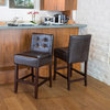 GDF Studio Gregory Brown Leather Back Stools, Counter Height, Set of 2