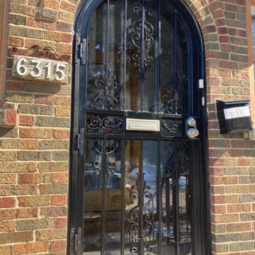 Round Top Security Storm Door With Mail Slot