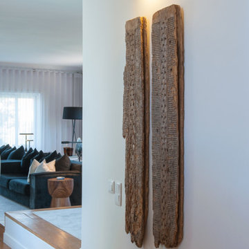 Hallway Wall Light and Carved Wood Panels, Birre House