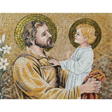Religious Mosaics, Baby Jesus and Saint Joseph, 26"x33"