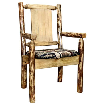 Montana Woodworks Glacier Country 19" Unique Pine Wood Captain's Chair in Brown
