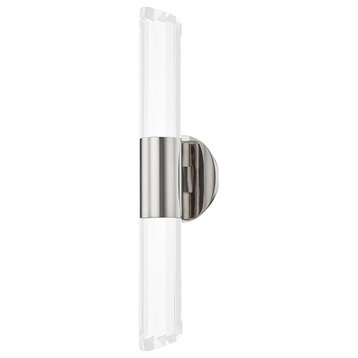 Rowe 2-Light Wall Sconce, Polished Nickel, Clear K9 Crystal Shade