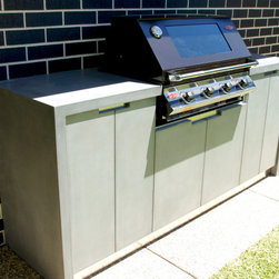 Outdoor Kitchen | Polished Concrete Benchtops, Doors and Drawers - BBQs