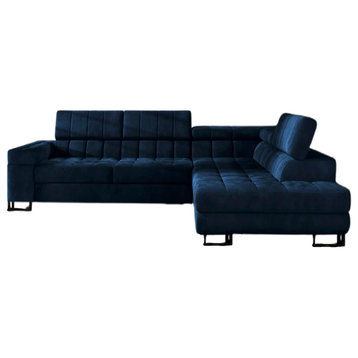 MATTIA Sectional Sleeper Sofa  ,Dark Blue, Right Corner