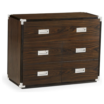 Campaign Style Dark Santos Rosewood Chest of Five Drawers
