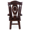 Reclaimed Wood Chair Handcarved Back Removable Hair-On Cowhide Pillow C169-CP