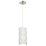 Lite Source - Lite Source LS-19133 Pandora - One Light Pendant - Pendant Lamp, Bn/White Metal Cut Shade, E27 Type A 60W.  Shade Included: YesPandora One Light Pendant Brushed Nickel White Metal Cut Shade *UL Approved: YES *Energy Star Qualified: n/a  *ADA Certified: n/a  *Number of Lights: Lamp: 1-*Wattage:60w E27 A bulb(s) *Bulb Included:No *Bulb Type:E27 A *Finish Type:Brushed Nickel