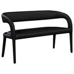 Meridian Furniture - Sylvester Faux Leather Bench, Black - Modernize your home with this Sylvester black vegan leather bench. Featuring soft and durable black vegan leather upholstery, this bench offers you a comfortable and long-lasting place to sit while you dine. It's fully upholstered, giving it a solid look that is ideal for any contemporary home. Its rounded back provides upper back support, while its semi-open design makes a fashionable decorative statement that is sure to catch the eyes of anyone who joins you for dinner.
