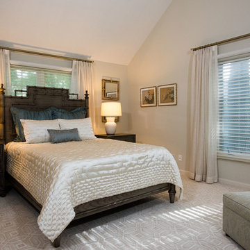 blue and cream traditional master bedroom