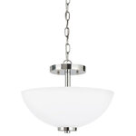 Sea Gull Lighting - Sea Gull Lighting 77160EN3-05 Oslo - 13.5" 18.6W 2 LED Convertible Pendant - The Sea Gull Collection Oslo two light semi flushOslo 13.5" 18.6W 2 L Chrome Etched/White  *UL Approved: YES Energy Star Qualified: n/a ADA Certified: n/a  *Number of Lights: Lamp: 2-*Wattage:9.5w A19 Medium Base bulb(s) *Bulb Included:Yes *Bulb Type:A19 Medium Base *Finish Type:Chrome