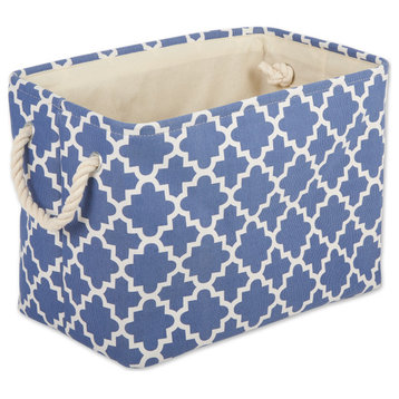 DII Polyester Bin Lattice French Blue Rectangle Small