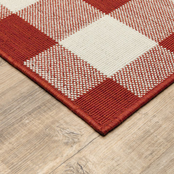 Madelina Gingham Check Indoor/Outdoor Area Rug, Red, 1'10"x2'10"