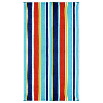 100% Cotton Oceana Stripes Oversized Beach Towel - Blue