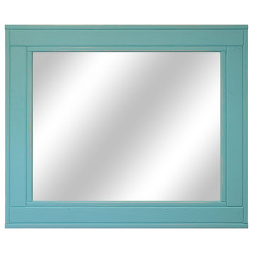 Herringbone Vanity Mirror, Sea Blue, 24"x30", Non-Distressed, Heavy Duty Sawtoot