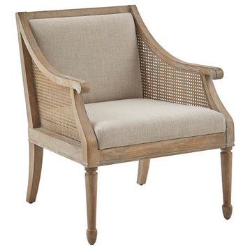 Martha Stewart Isla Reclaimed Natural Cane Inset Armchair, Natural Solid