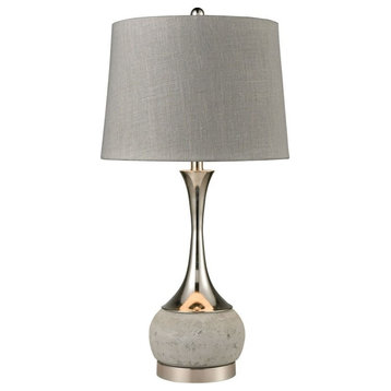 Concrete/Polished Nickel Gourd Table Lamp Made Of Concrete/Metal A Grey Faux