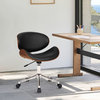 Daphne Modern Chair, Black and Walnut Veneer Back and Chrome