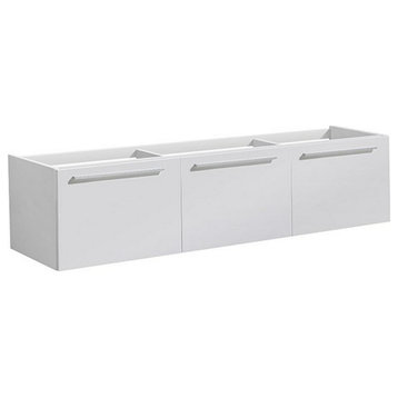 Fresca Vista 48" White Wall Hung Double Sink Modern Bathroom Cabinet