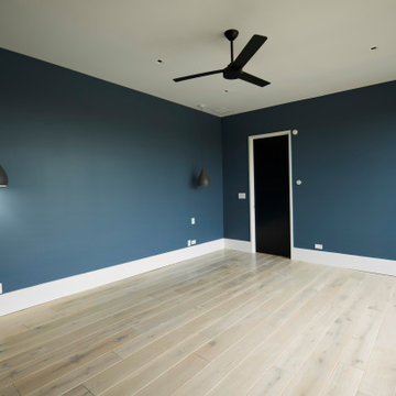 Deep Blue Modern Bedroom with Private Terrace Access