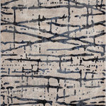 Momeni - Momeni Logan Machine Made Contemporary Area Rug Grey 5'3" X 7'6" - Shake up a sitting room or sleeping space with the abstract style of this transitional area rug collection. Each compelling rug design boasts contemporary characteristics, placing rectangular patchwork and graphic geometric patterns beside painterly striations and stripes. Captured in black, beige and dark blue tones, each decorative floorcovering is a delightfully unexpected element for interiors with an appreciation for the interpretive.