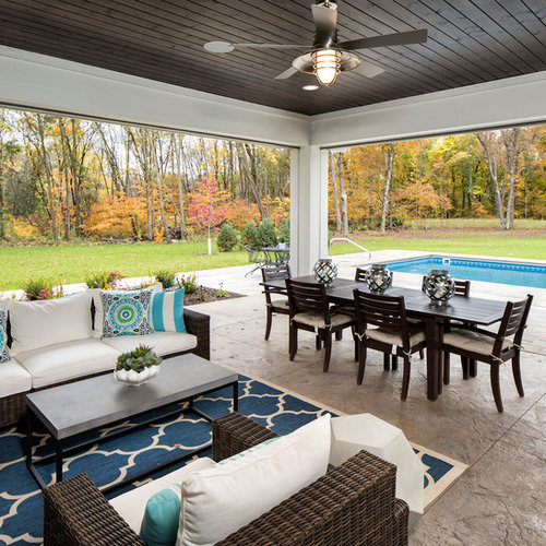 75 Veranda with Stamped Concrete Design Ideas Stylish Veranda with