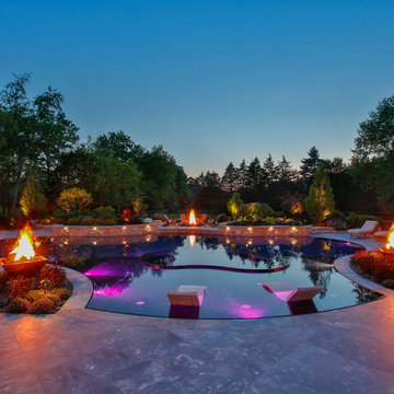 Barrington Hills, IL Freeform Perimeter Overflow with Perimeter Overflow Hot Tub