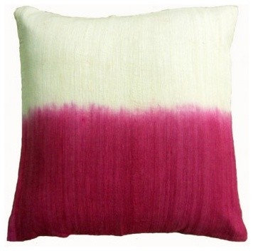 Magenta Pink Ombré Dip Dye Silk Pillow