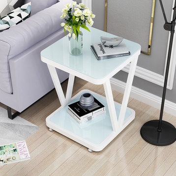 White/Gold/Black Small Modern Nordic Coffee Table For Bedside And Office, White, L23.6"