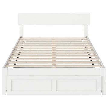 Boston Full Bed With Foot Drawer, White