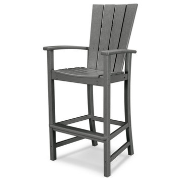 Polywood Quattro Adirondack Bar Chair, Slate Gray