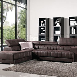 Turino LHF Sectional in Chocolate Brown Fabric - Sectional Sofas