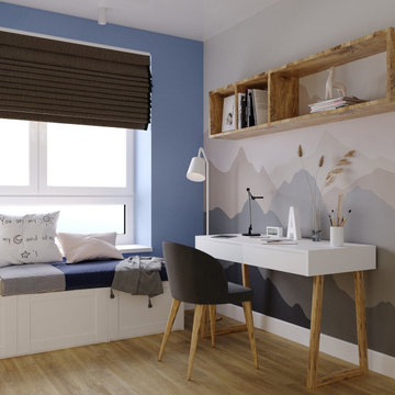 Modern 3-br Apartment 60 sq.m with blue Kitchen