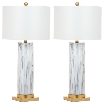 Safavieh Sonia Marble Table Lamps, Set of 2, Black/White, Gold