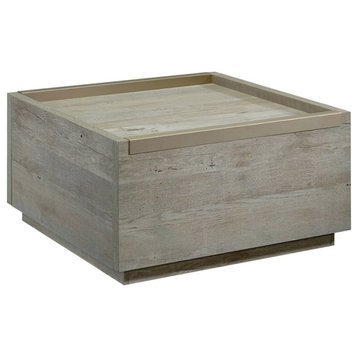 Pemberly Row 31" Square Storage Coffee Table in Mystic Oak