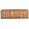 60" Rustic Farmhouse Hand Carved Sideboard with Drawers on Iron Frame