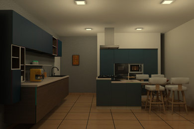 kitchen, bedroom, layout