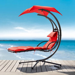 BAHAMA MODERN RED METAL DREAM PATIO CHAIR - Outdoor Lounge Chairs